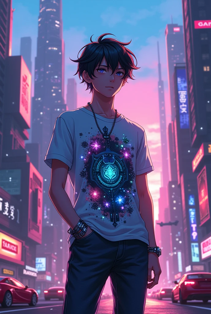 Anime male sci fi with t shirt outfit
