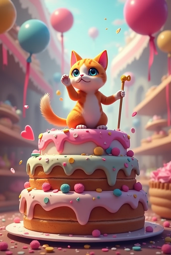 Yuumi doing lol singing "bad little boy" From Fiona and Cake, make her assembled on top of a cake