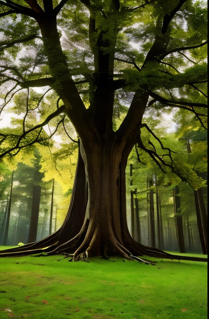 a tree with its roots spread out in the air, a photo by Artur Tarnowski, flickr, art nouveau, beautiful ancient forest, ancient tree, beautiful ancient trees, breath - taking beautiful trees, breath-taking beautiful trees, ancient forest, natural morning light, ancient”, ancient oak forest, magical tree, tree roots, the tree of life, tree of life