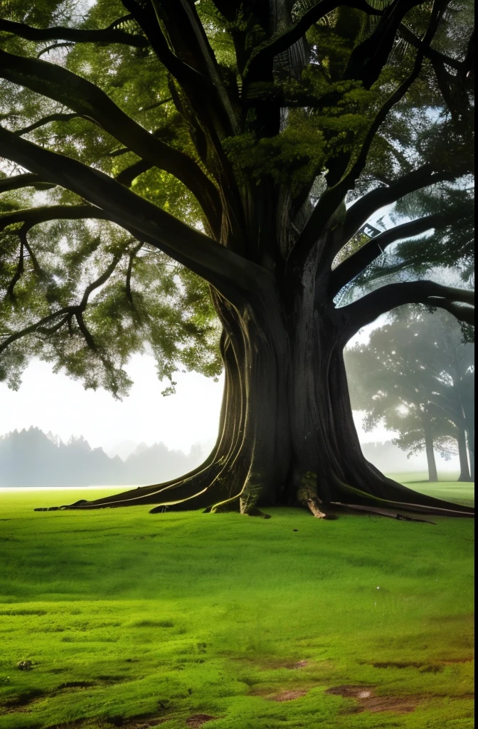 a tree with its roots spread out in the air, a photo by Artur Tarnowski, flickr, art nouveau, beautiful ancient forest, ancient tree, beautiful ancient trees, breath - taking beautiful trees, breath-taking beautiful trees, ancient forest, natural morning light, ancient”, ancient oak forest, magical tree, tree roots, the tree of life, tree of life