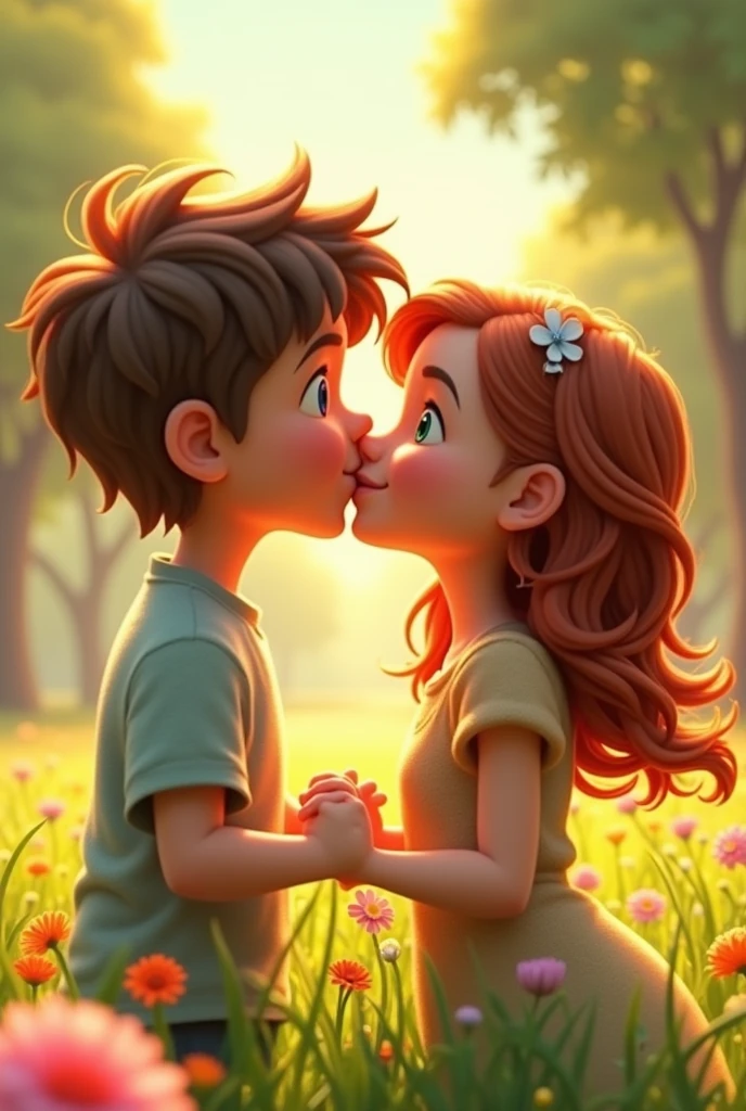 3d,A boy and a girl are kissing 
