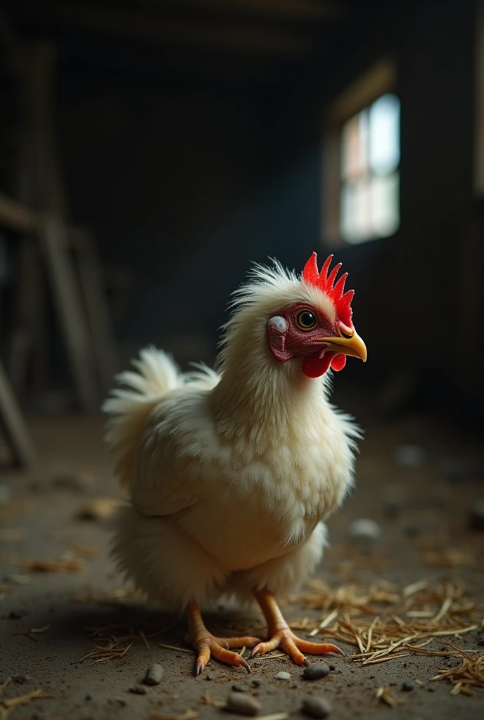 I would make a chicken( animal) with the cheek( just a)red and beaten and sad 
