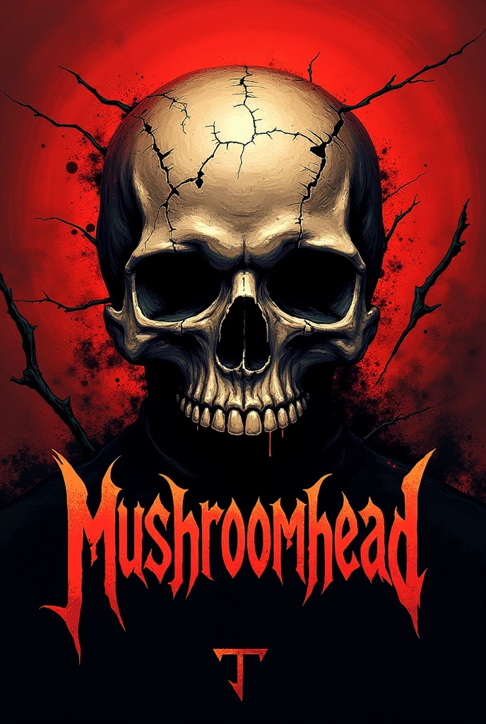 Logo para cover da banda mushroomhead, something like a skull with a red background. Use essa mesma porem com mushroomhead escrito