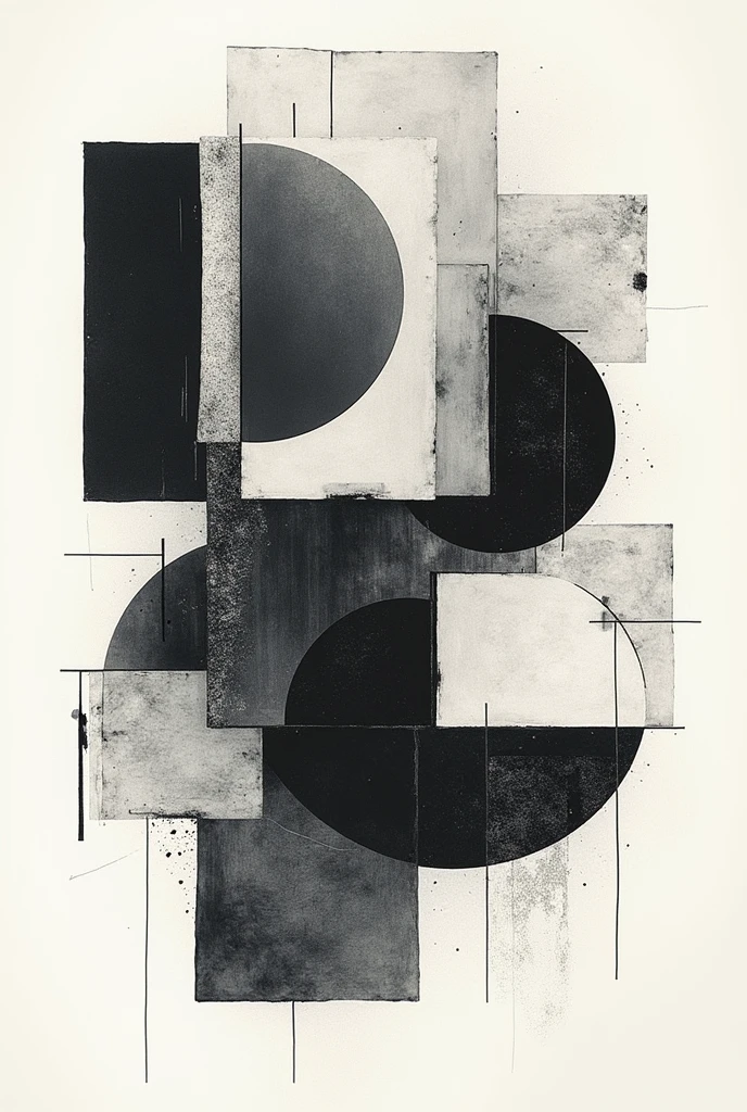 a collage of mixed media elements, abstract background, minimalistic, monochrome, graphic design, Creative composition, unique perspective, impressive visual impact, complex textures, bold lines, geometric forms, clean aesthetics, Beautiful balance, Dynamic Layout, visually appealling
