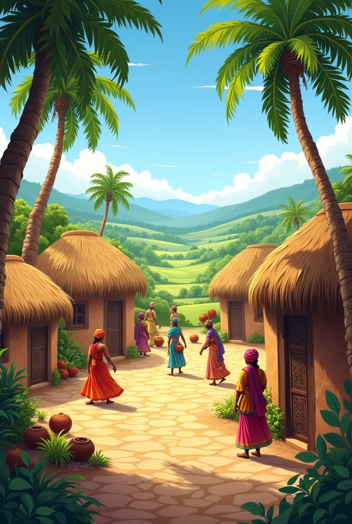 Create a image of indian old civilization village 