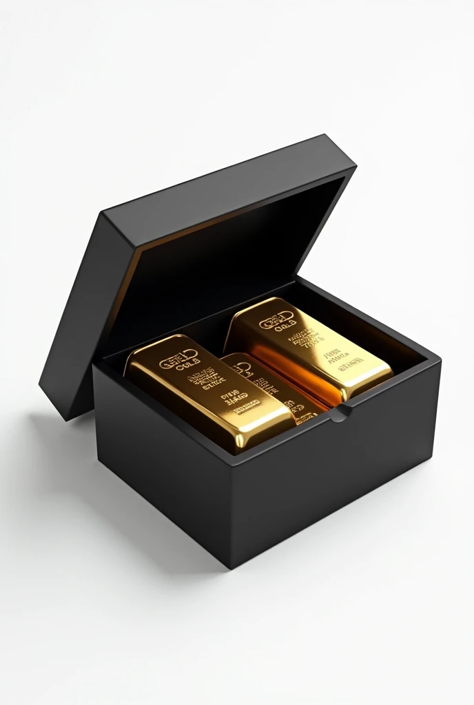 (masterpiece, top quality, best quality, official art,beautiful and aesthetic:1.2),(4k,8k, best quality,masterpiece:1.2),(((white background))), solo,Game item, black box in an open state, containing gold bars. It incorporates gangster elements, with a clear and accurate structure, modern realistic representation, consistent lighting, and natural believability.