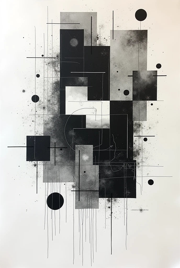 a collage of mixed media elements, abstract background, minimalistic, monochrome, graphic design, Creative composition, unique perspective, impressive visual impact, complex textures, bold lines, geometric forms, clean aesthetics, Beautiful balance, Dynamic Layout, visually appealling