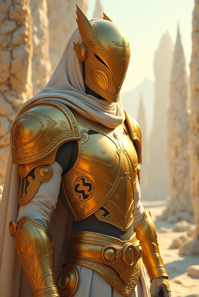 A character name 4
This warrior is elite of society and extremely wealthy and anonymous
Use golden and glassy white colors to generate this warrior
The character reached that level of success just by hardwork
Use a mask for this character and on his armor display 4
Don't show face and instead show a golden mask with number 4