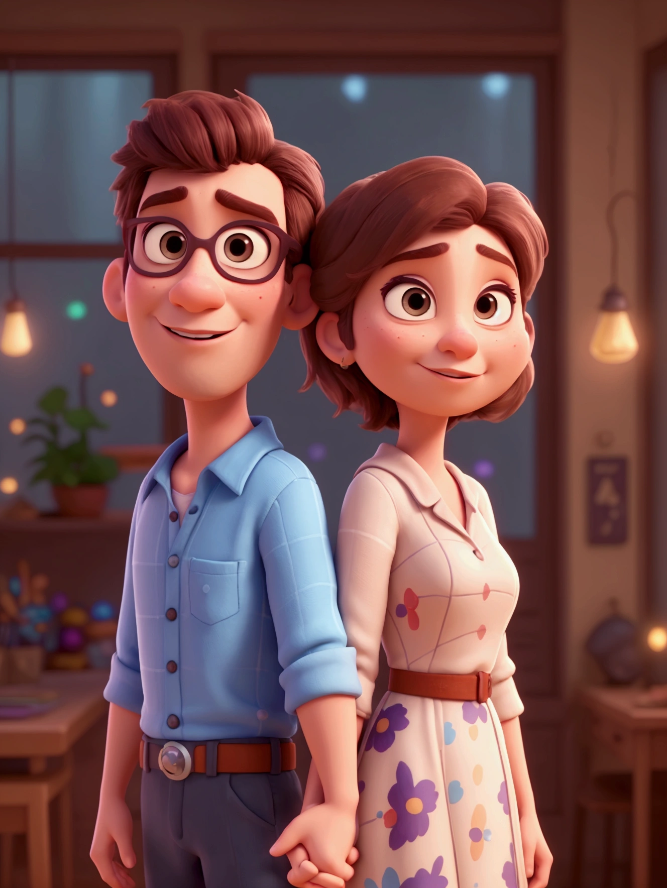 Man and Woman Couple (Pixar-style) (master part:1.2) (bokeh) (best qualityer) (skin detailed) (detailed texture) (8k) (Argilla) (cinematic lighting) (sharp focus