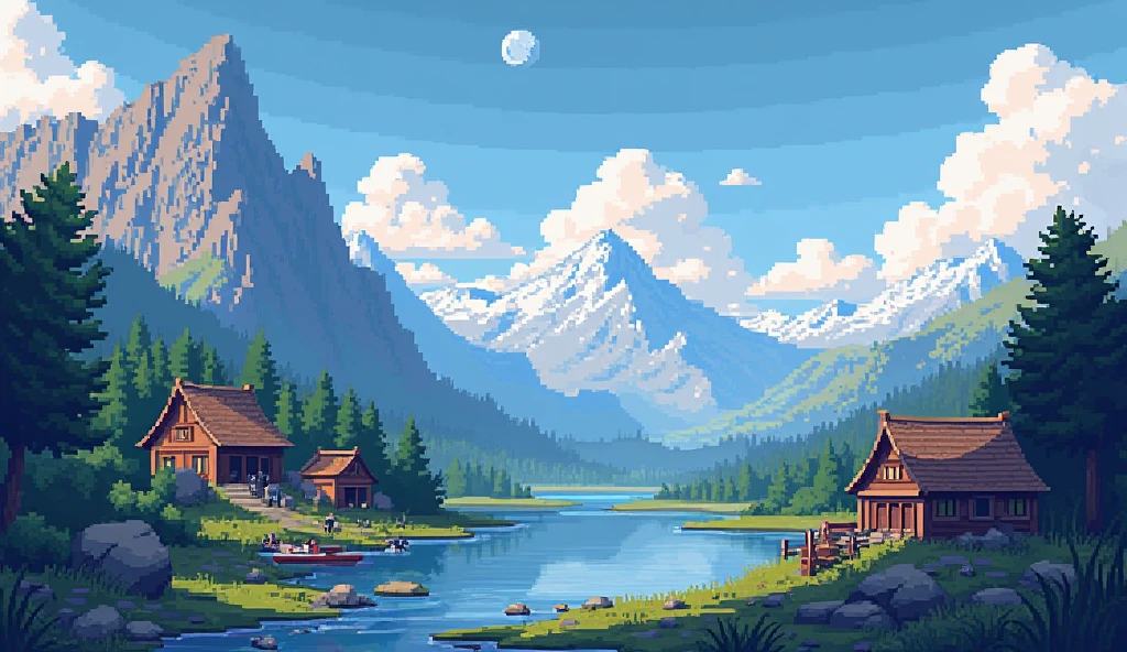 pixel art, 8bit pixel image, pixel illustration, 비 내리는 거리