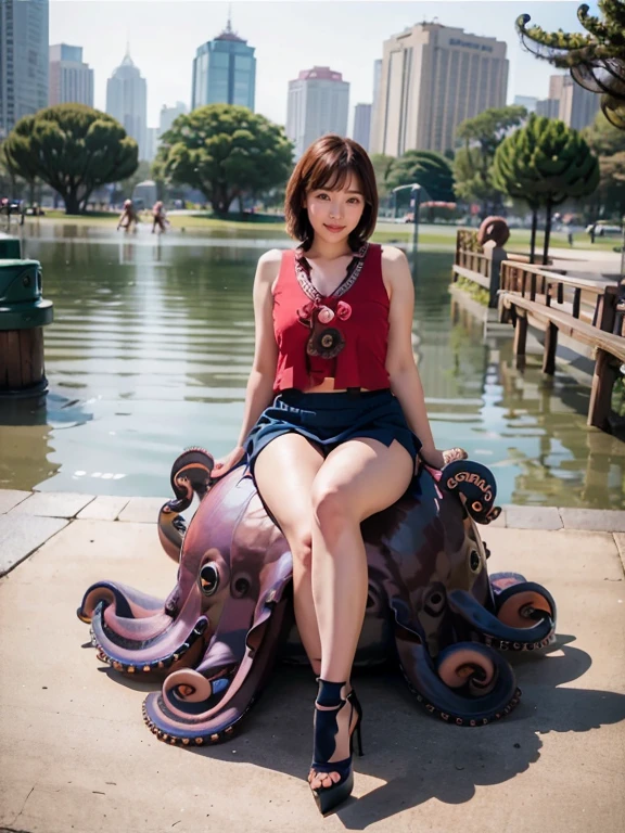 (RAW Photos:1.2), (Realistic:1.4),Beautiful detailed woman,非常にfine grainと顔, fine grain, Very detailed,High resolution, Very detailed,Highest quality,Raise awareness,Unified,8k wallpaper,masterpiece,Highest quality,1 female,alone,rich,Whole Body Ezbian,Toned figure,;Foot meat,Tight waist,alone,（One piece skirt,High heels）, short hair,A kind smile,A dignified atmosphere,black eye,Realistic,((((Octopus Park))))