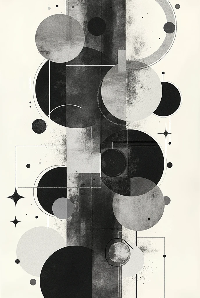 a collage of mixed media elements, abstract background, minimalistic, monochrome, graphic design, Creative composition, unique perspective, impressive visual impact, complex textures, bold lines, geometric forms, clean aesthetics, Beautiful balance, Dynamic Layout, visually appealling