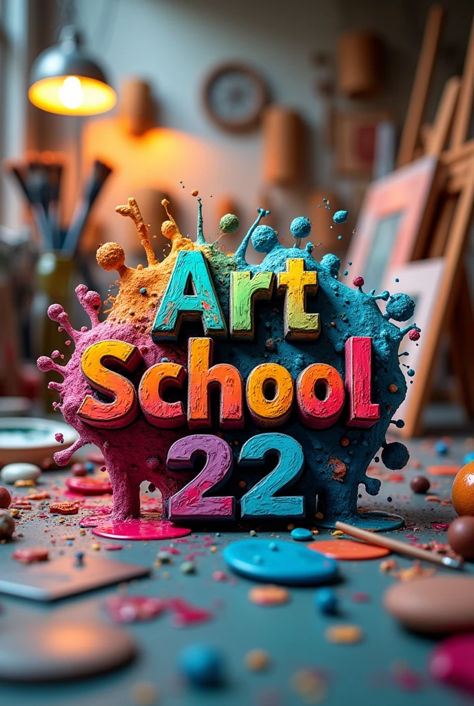 A thumbnail for Instagram with the concept of plastic art. And have the title with the phrase "Art School 22"