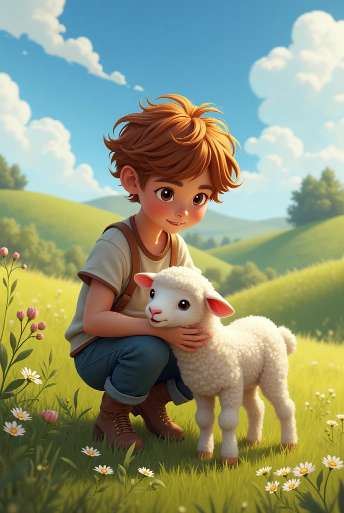 Leon taking care of a baby sheep