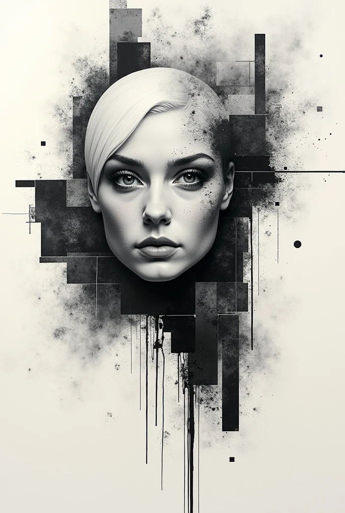 a collage of mixed media elements, abstract background, minimalistic, monochrome, graphic design, Creative composition, unique perspective, impressive visual impact, complex textures, bold lines, geometric forms, clean aesthetics, Beautiful balance, Dynamic Layout, visually appealling