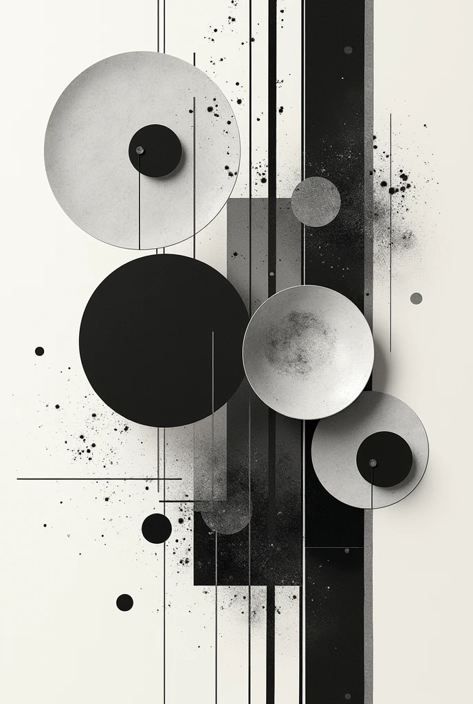 a collage of mixed media elements, abstract background, minimalistic, monochrome, graphic design, Creative composition, unique perspective, impressive visual impact, complex textures, bold lines, geometric forms, clean aesthetics, Beautiful balance, Dynamic Layout, visually appealling