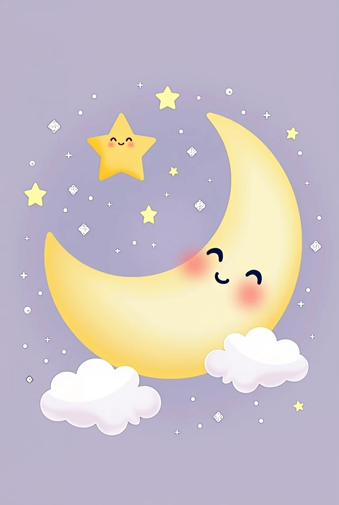 Cute illustration of the moon and stars for an icon