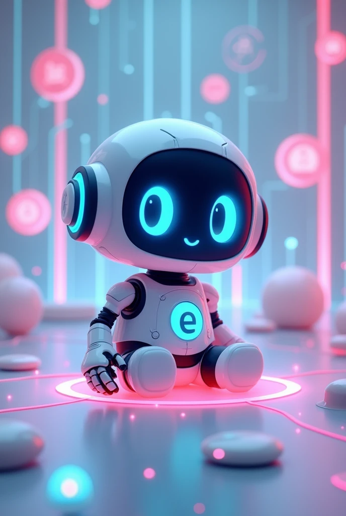 Drawing of a chatbot with the letter e