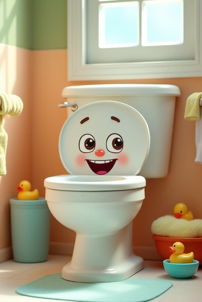 animated toilet bowl with the seat up