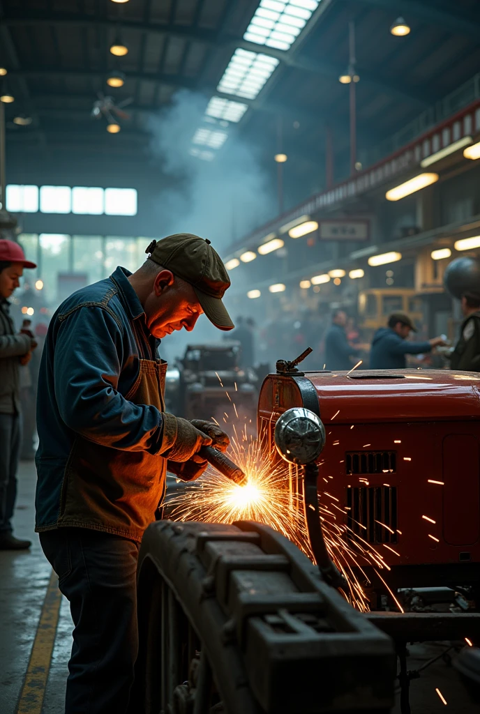 Name with emphasis “central workshop”
Man with a cap welding a car
bodywork and painting in general
Organization: plane
 