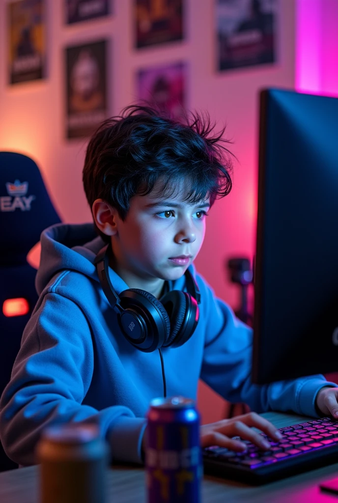 A boy playing free fire on computer 