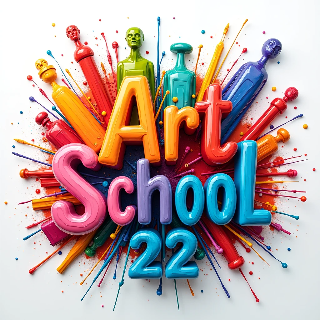 A thumbnail for Instagram with the concept of plastic art. And have the title with the phrase "Art School 22"
