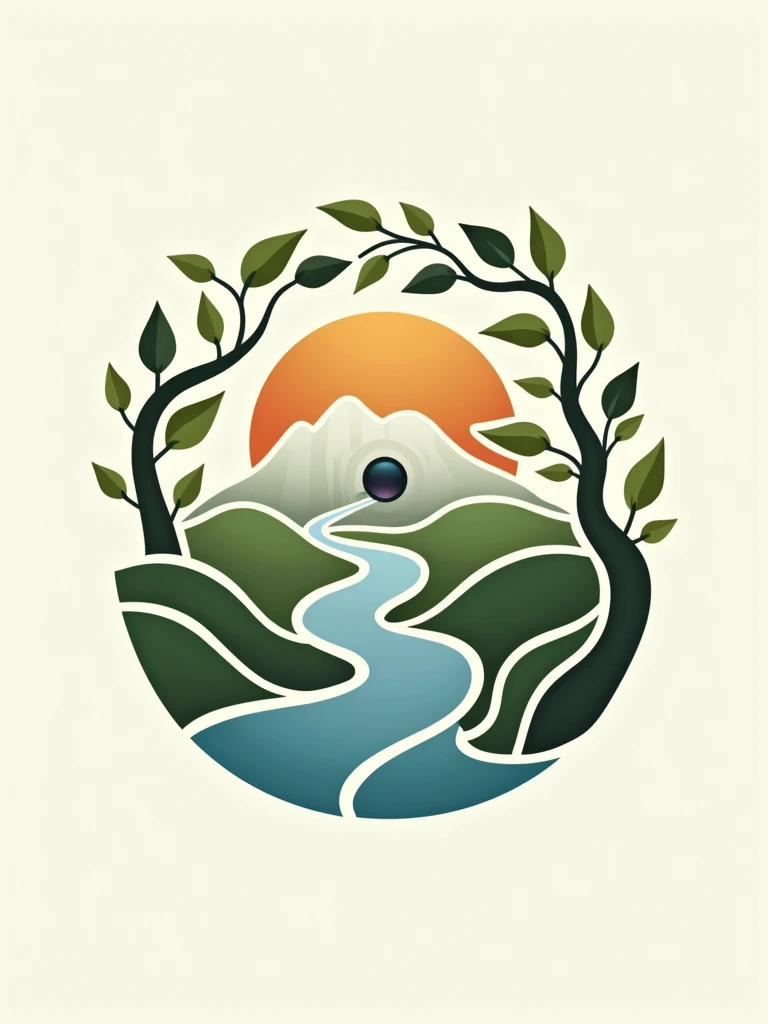 Create a logo that represents the concept of 'human connection with nature through photography,' using a combination of organic and geometric shapes.