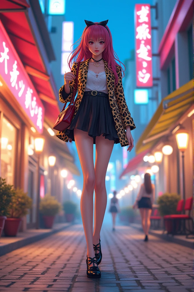Tomoyo daidoji, gyaru, crossdressing, make up, high heels, pantyhoses, hand bag, animal print.