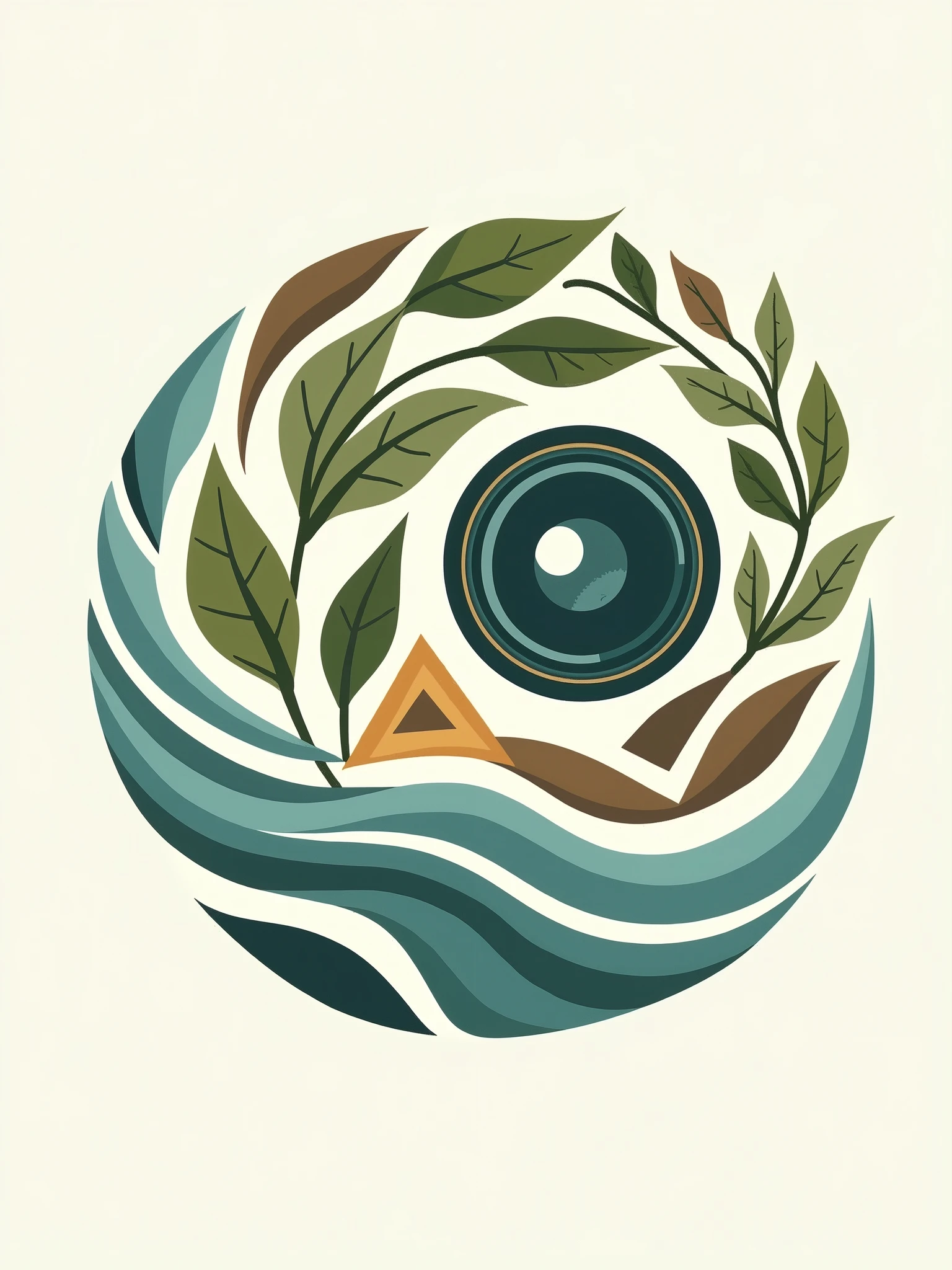 Create a logo that represents the concept of 'human connection with nature through photography,' using a combination of organic and geometric shapes.
