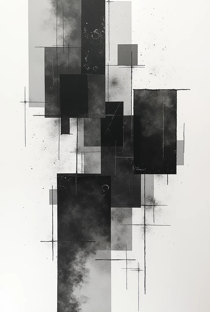 a collage of mixed media elements, abstract background, minimalistic, monochrome, graphic design, Creative composition, unique perspective, impressive visual impact, complex textures, bold lines, geometric forms, clean aesthetics, Beautiful balance, Dynamic Layout, visually appealling