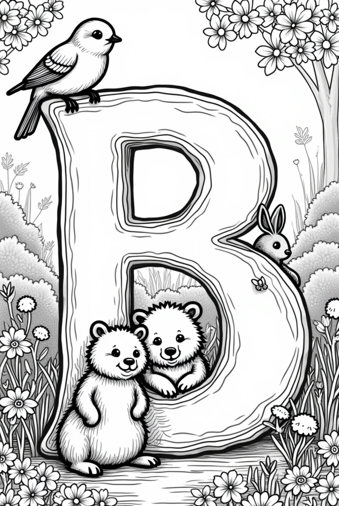 with letter b, three animals, for coloring, e inclusive uma letra B for coloring