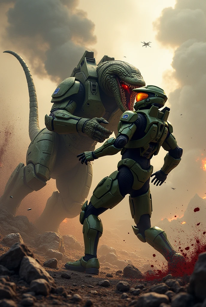The predator ripping the head off the Master Chief 