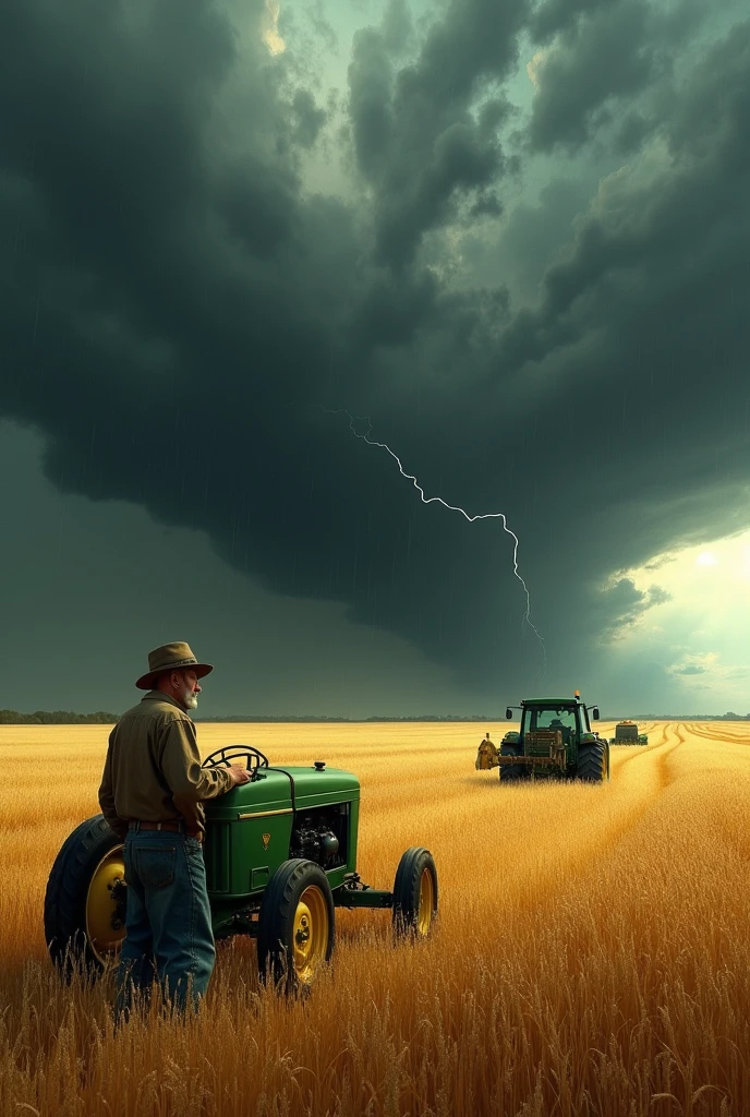 Storm during wheat harvest