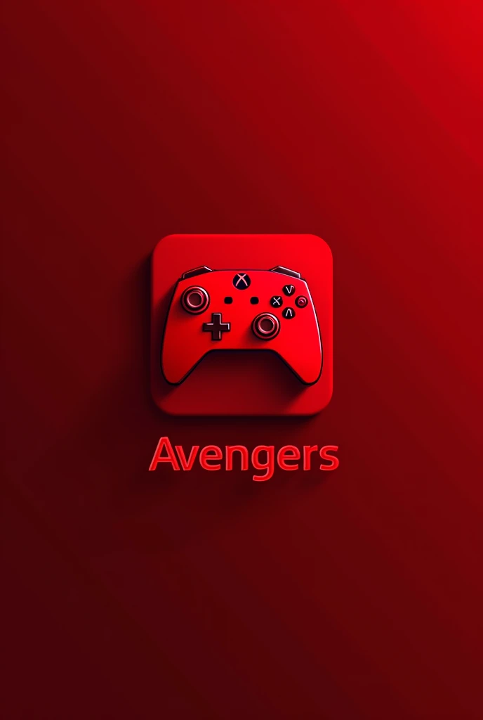 Take a photo for my server, The theme is gaming, the color I want is red, the symbol is a controller and something more minimalist, the server name is Avengers and also with a square image and I also want the name Avengers below the controller.