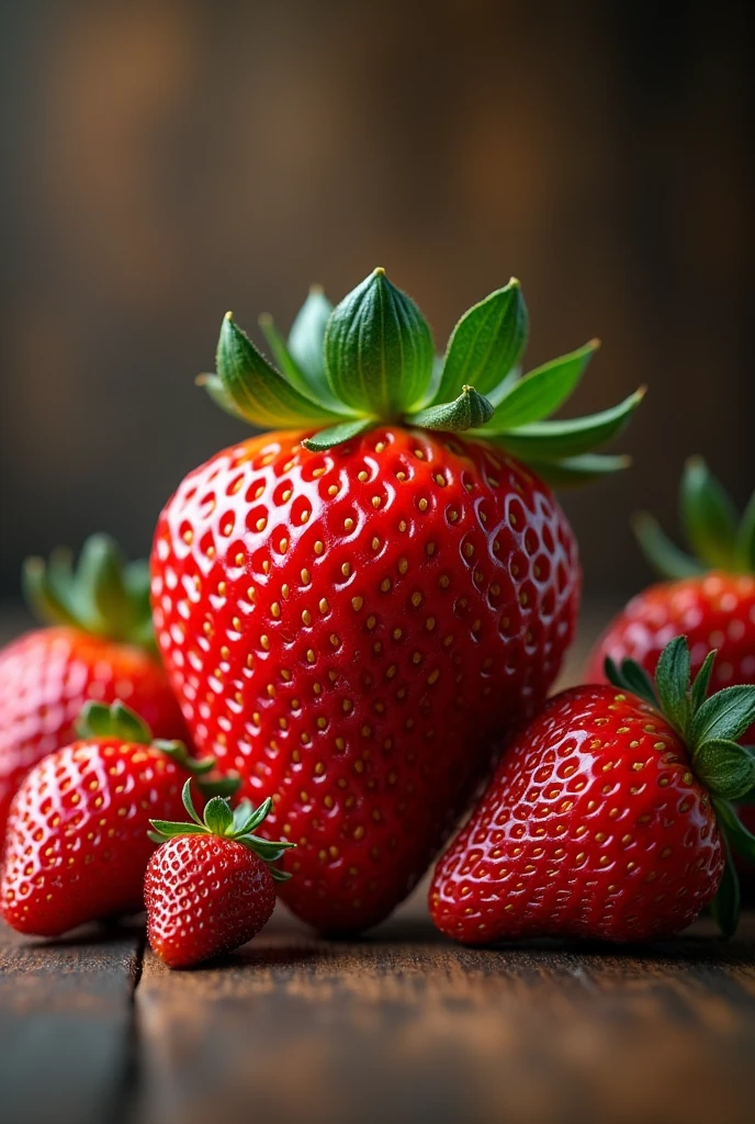 A realistic strawberry with several smaller strawberries around it with a space in the middle to insert the image of a vape
