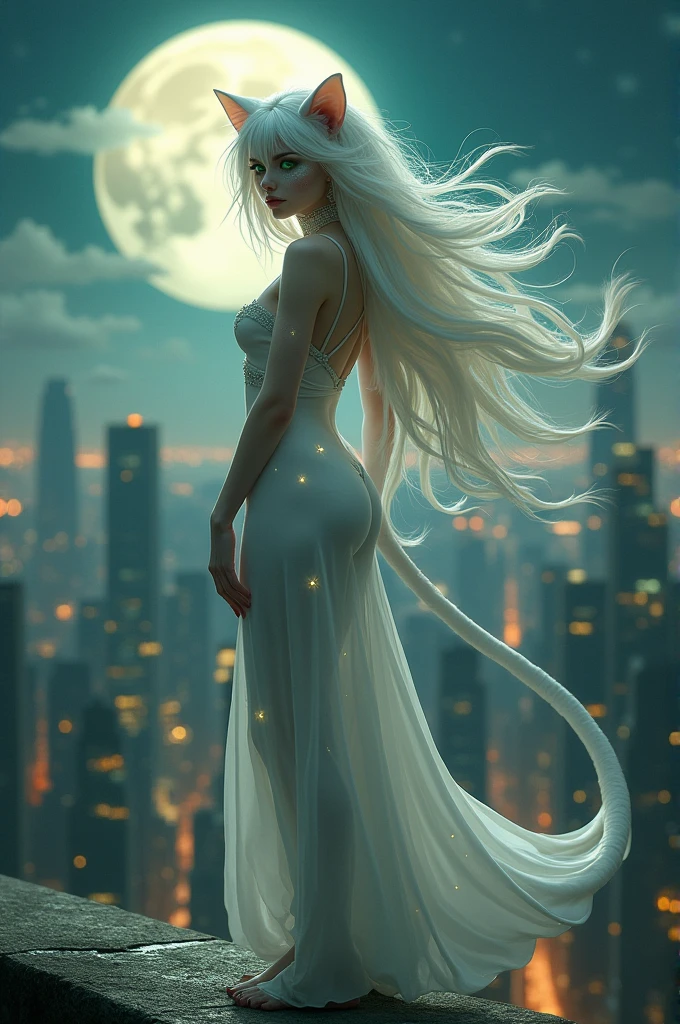 White cat woman