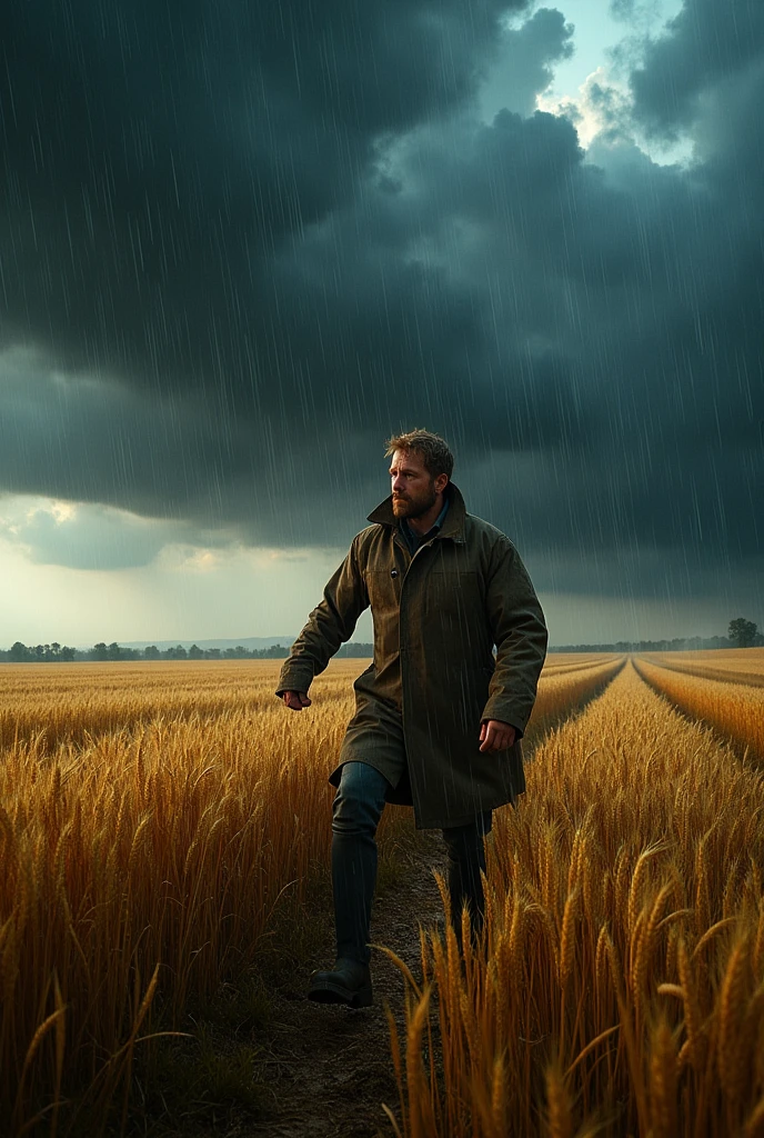 Storm on a grain farm.