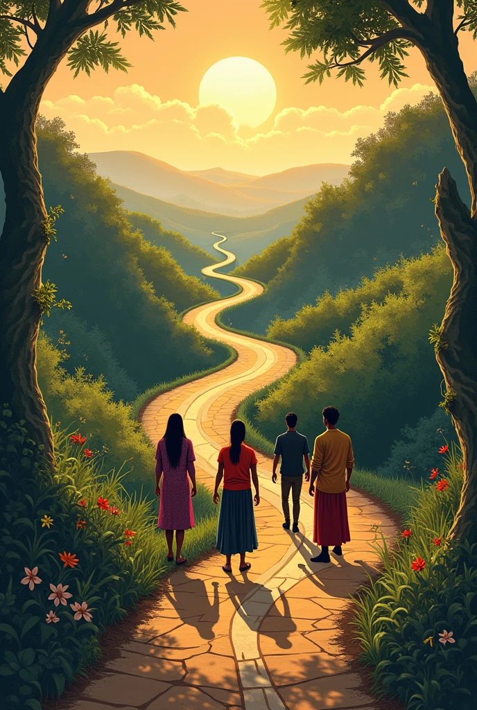 Create a cover inspired by the phrase "Caminhos cruzados" something more real