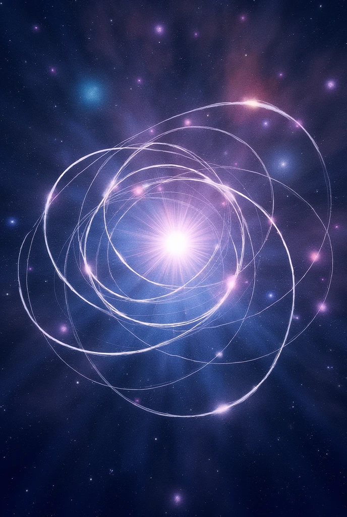 Universe background with an image of ellipses forming several rings is crossed and forms a star