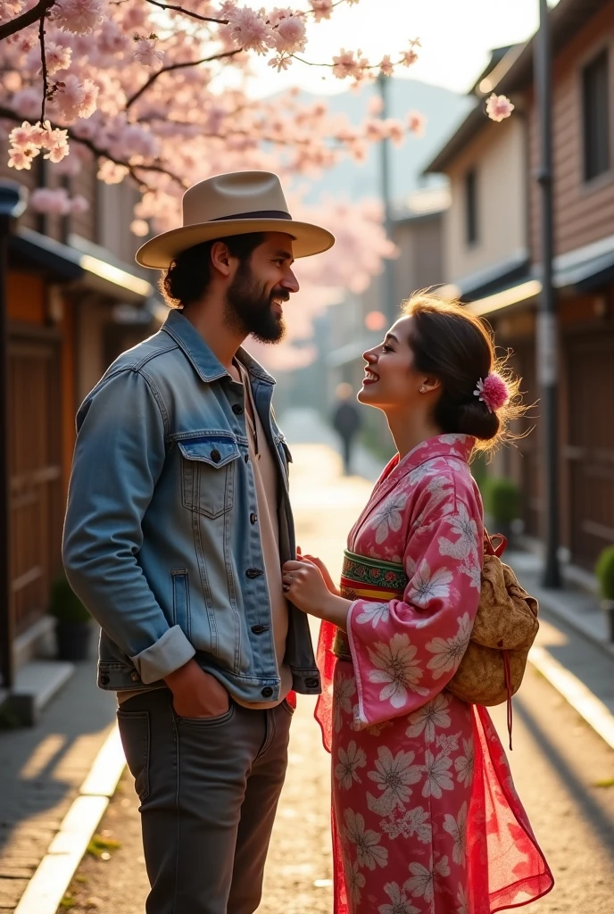 Western male tourist accompanied by a Japanese woman 