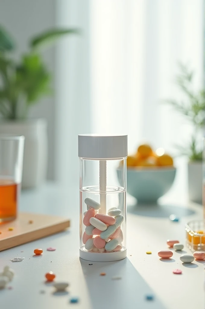 Bottle with a compartment for pills and another for cutting pills