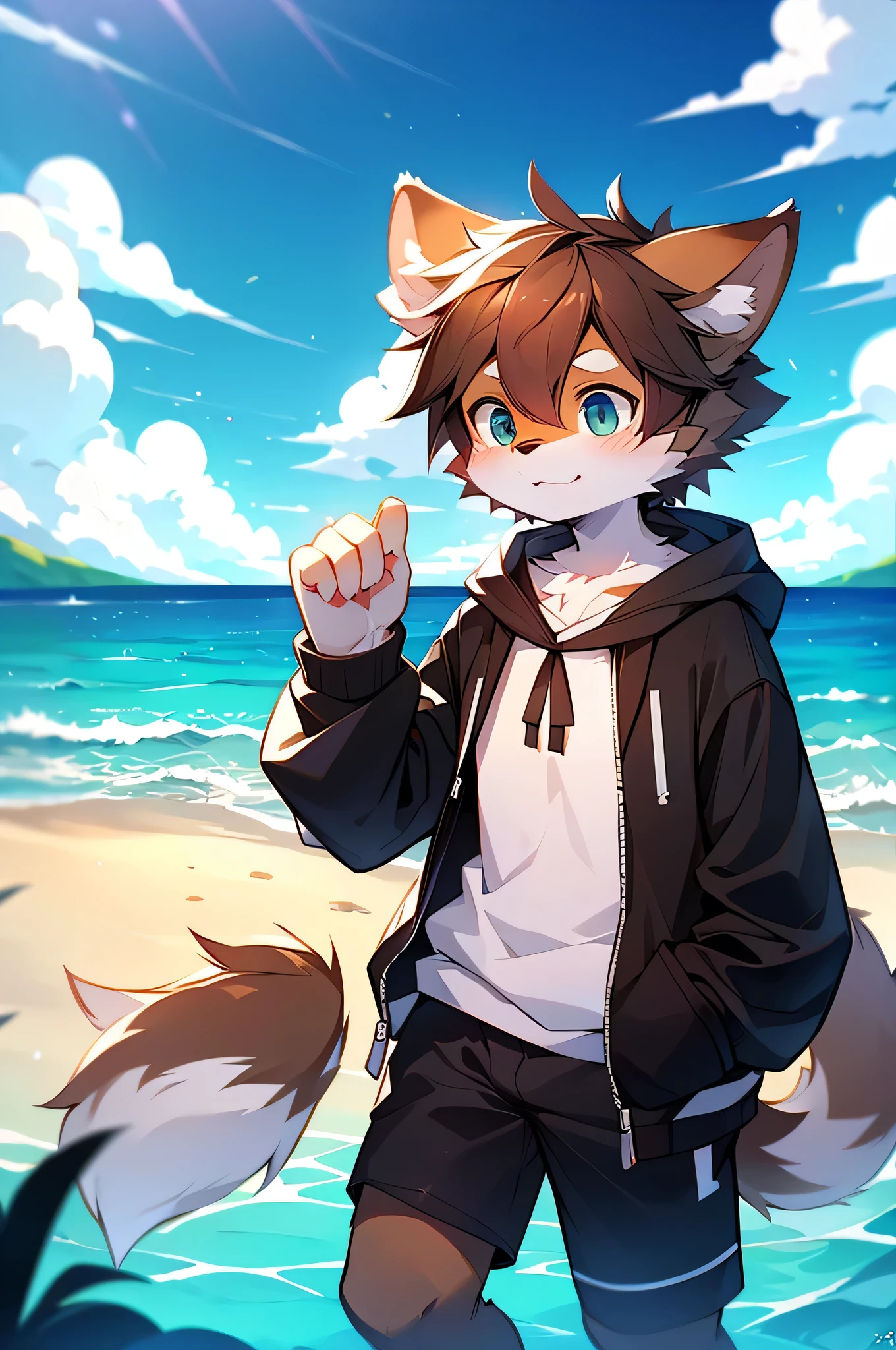 author：Kirito,Brown fur,alone,Furry,Ocean,