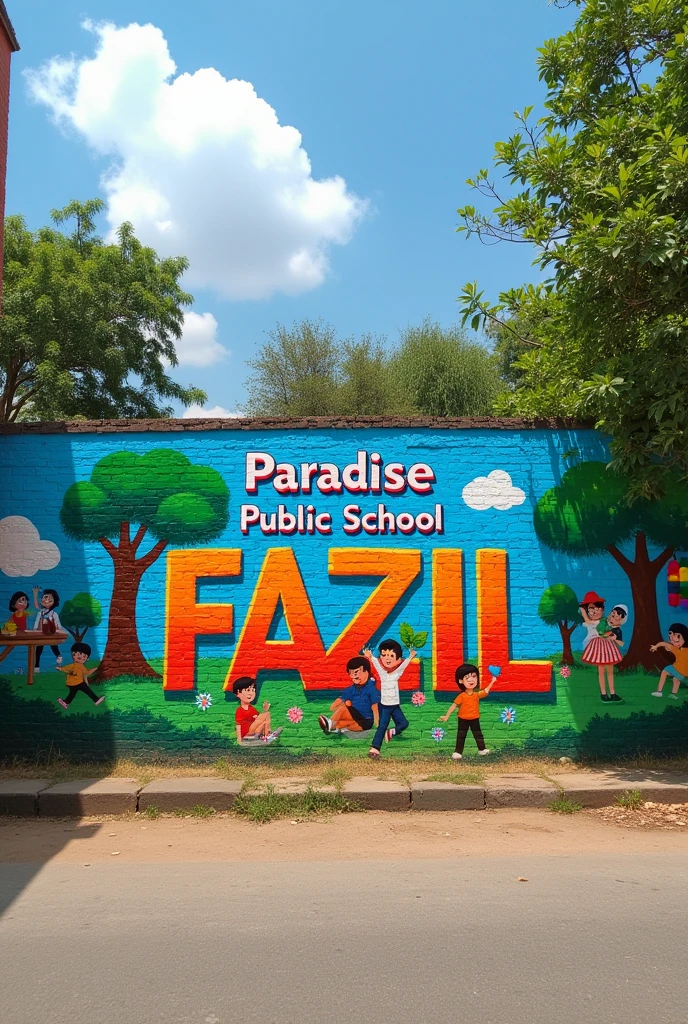 Write Paradise Public School Fazil on the wall