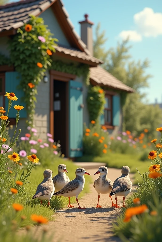 Plovers in front  of the house 