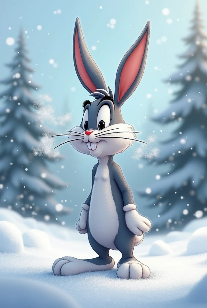 Bugs Bunny rabbit, winter with cold expressing on his face