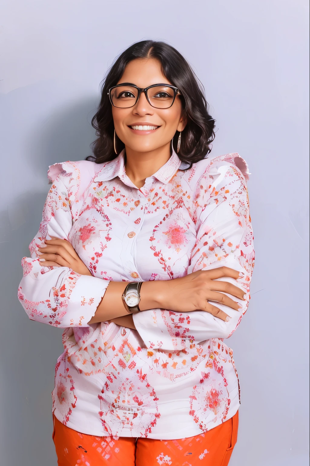 Smiling woman in glasses with arms crossed and arms folded, magda torres gurza, brush pile, fernanda suarez, Betty, in Fea, Farida Malik, carola rubio, valentine shuffle, sandra chevier, malika favre, roxie vizcarra, Blanca Alvarez, inspired by Verónica Ruiz de Velasco