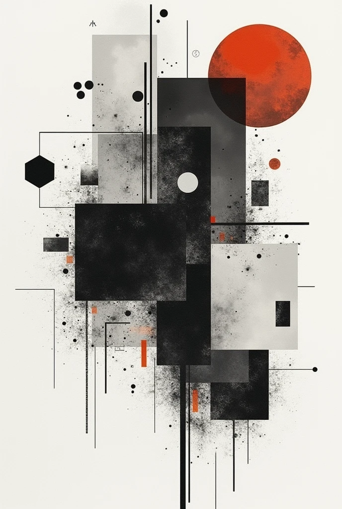 a collage of mixed media elements, abstract background, minimalistic, monochrome, graphic design, Creative composition, unique perspective, impressive visual impact, complex textures, bold lines, geometric forms, clean aesthetics, Beautiful balance, Dynamic Layout, visually appealling