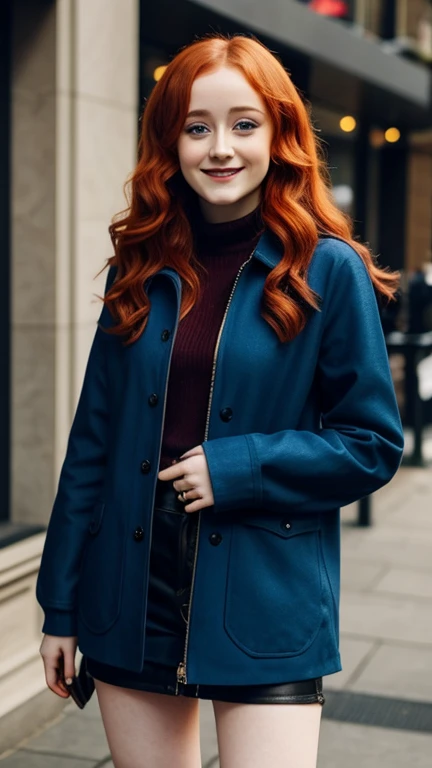 Janet Devlin wearing stylish modern stylish clothes and smiling