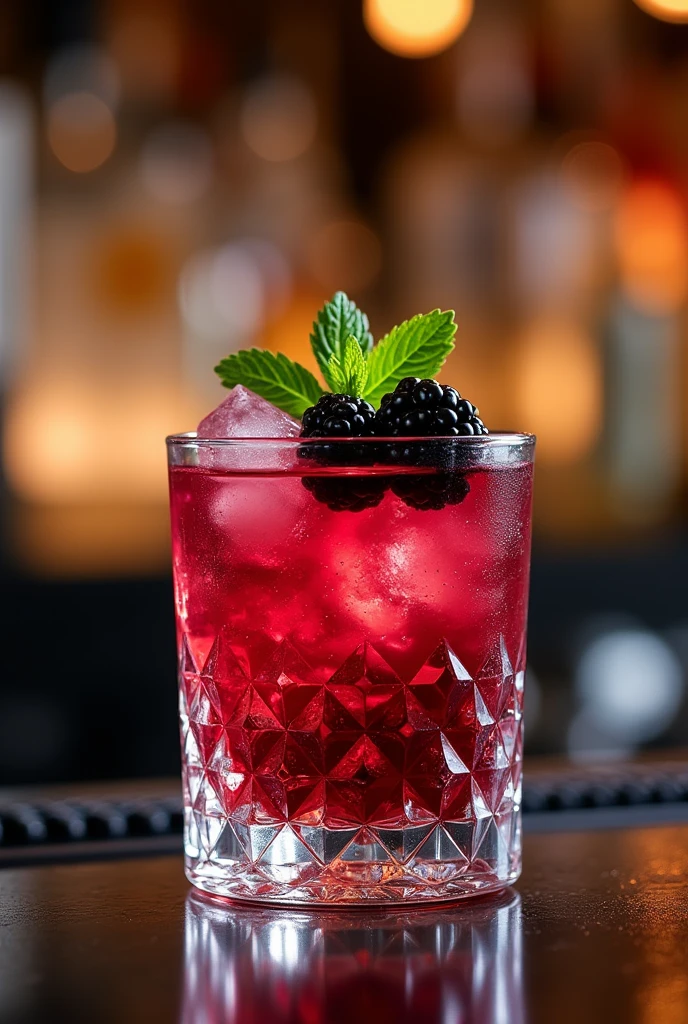Mix cassis liqueur and vodka、Drink in a rocks glass