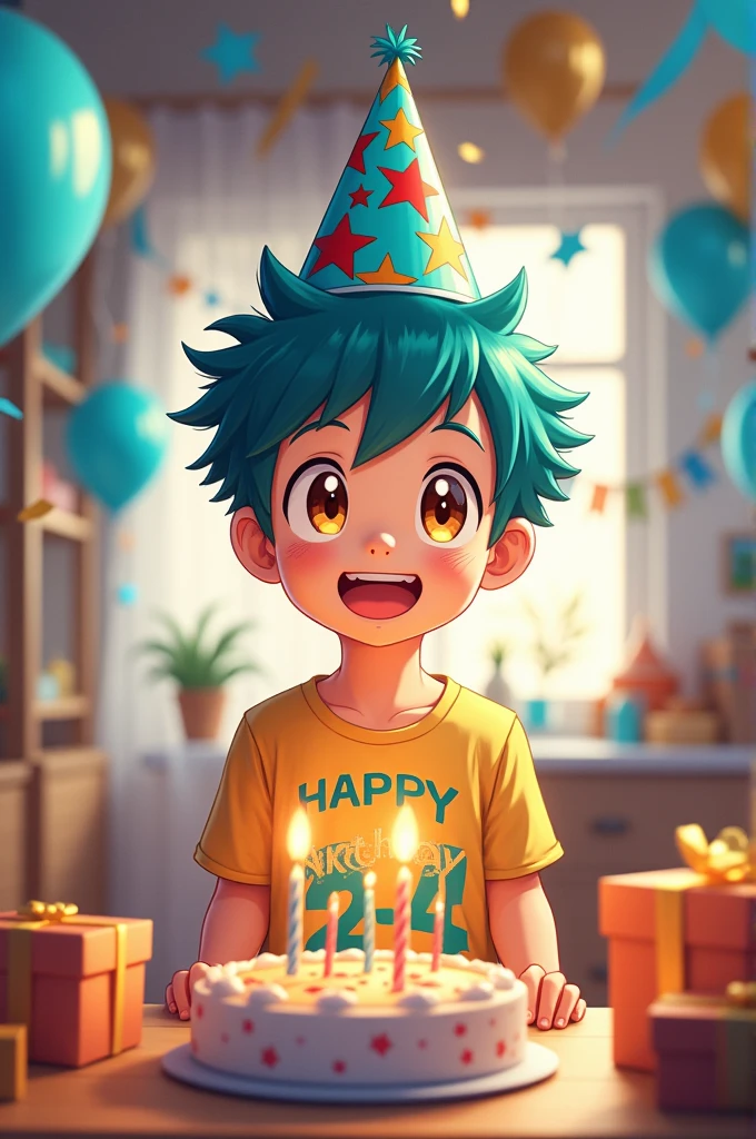 Anime boy age 24 his happy birthday